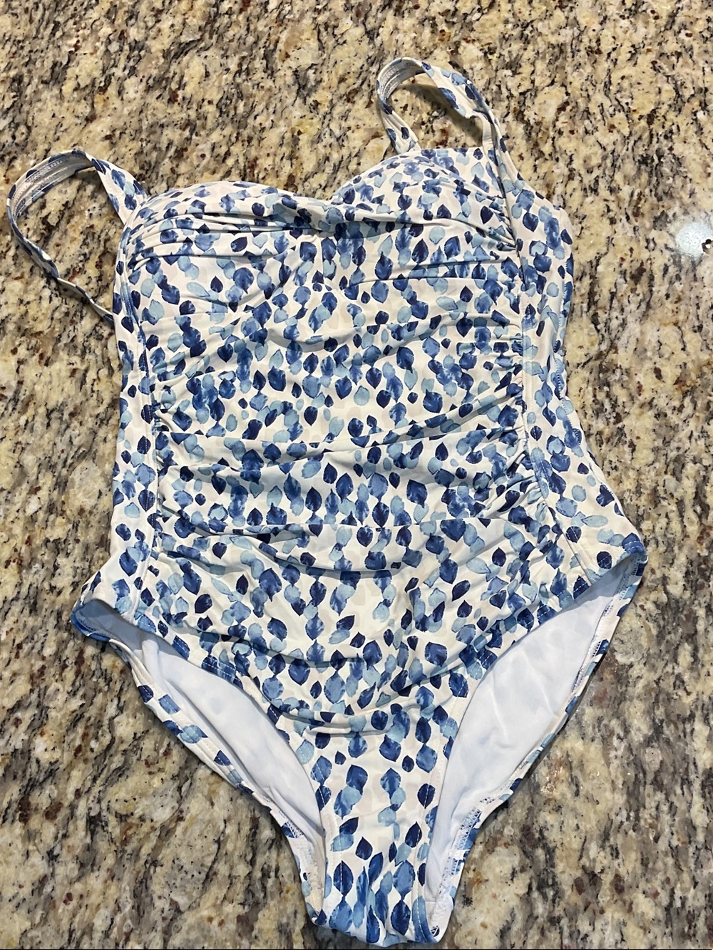 Nip Tuck Swim  Petal PlungeBlue Leaf-Print One-Piece Swimsuit Sz 6